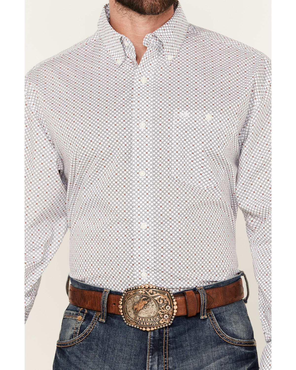 Product Name:  Wrangler Men's Geo Print Long Sleeve Button-Down Stretch Western Shirt