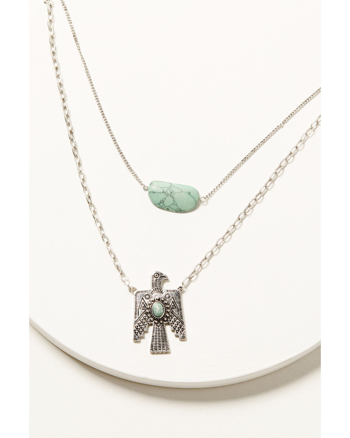 Image #1 - Shyanne Women's Antique Silver Thunderbird Layered Necklace, Silver, hi-res