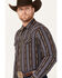 Image #2 - Cody James Men's Deluxe Striped Print Long Sleeve Snap Flannel Shirt, Brown, hi-res