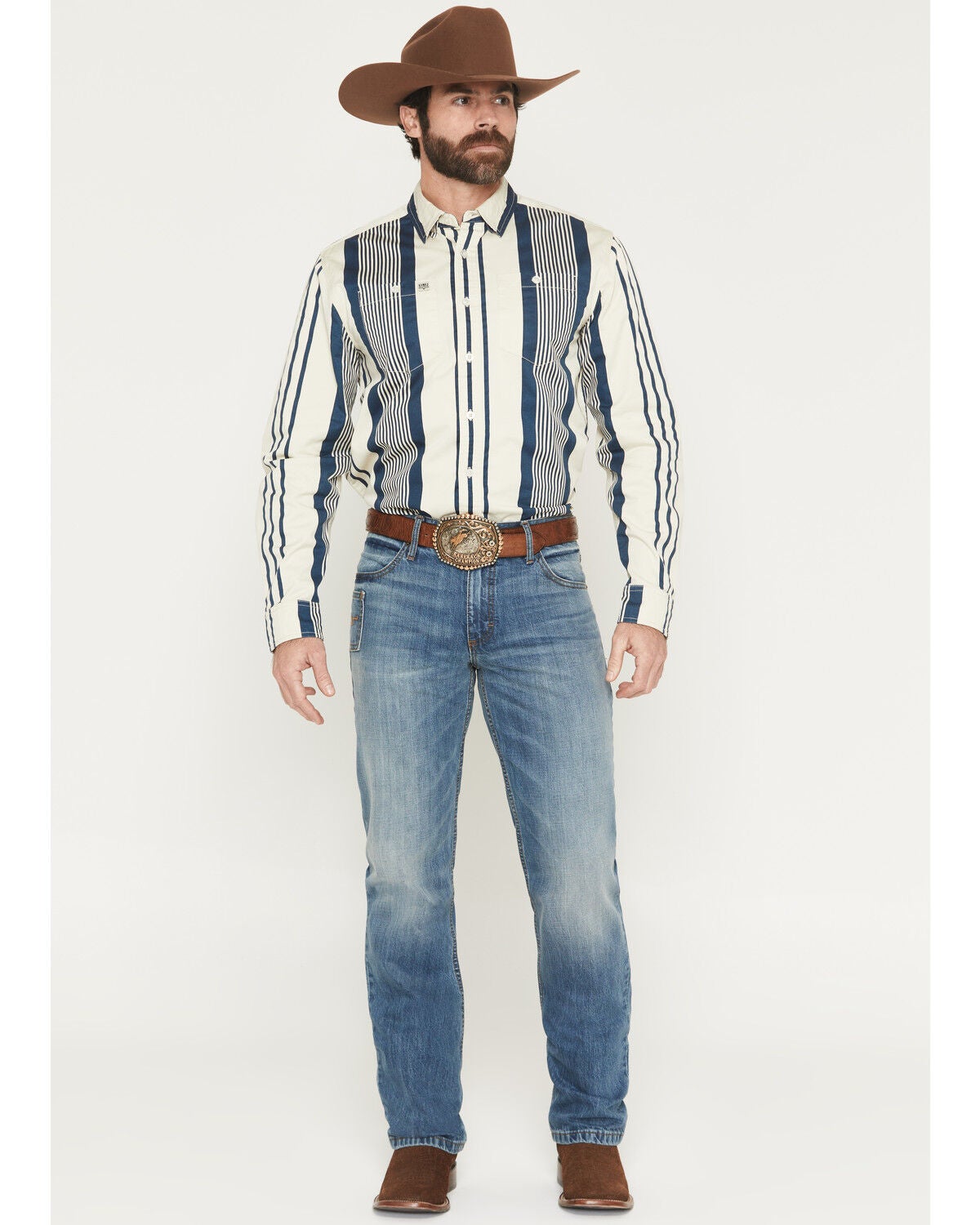 Kimes Ranch Men's Light Wash Barney Mid Rise Slim Bootcut Rigid Denim Jeans, Light Wash, hi-res