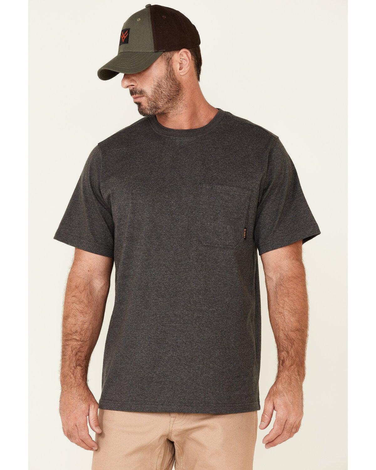 Hawx Men's Solid Charcoal Forge Short Sleeve Work Pocket T-Shirt - Tall, Charcoal, hi-res