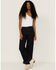 Image #1 - Sneak Peek Women's Front Patch Pockets Straight Jeans, Dark Blue, hi-res