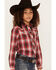 Image #2 - Roper Girls' Plaid Print Long Sleeve Pearl Snap Western Shirt, , hi-res