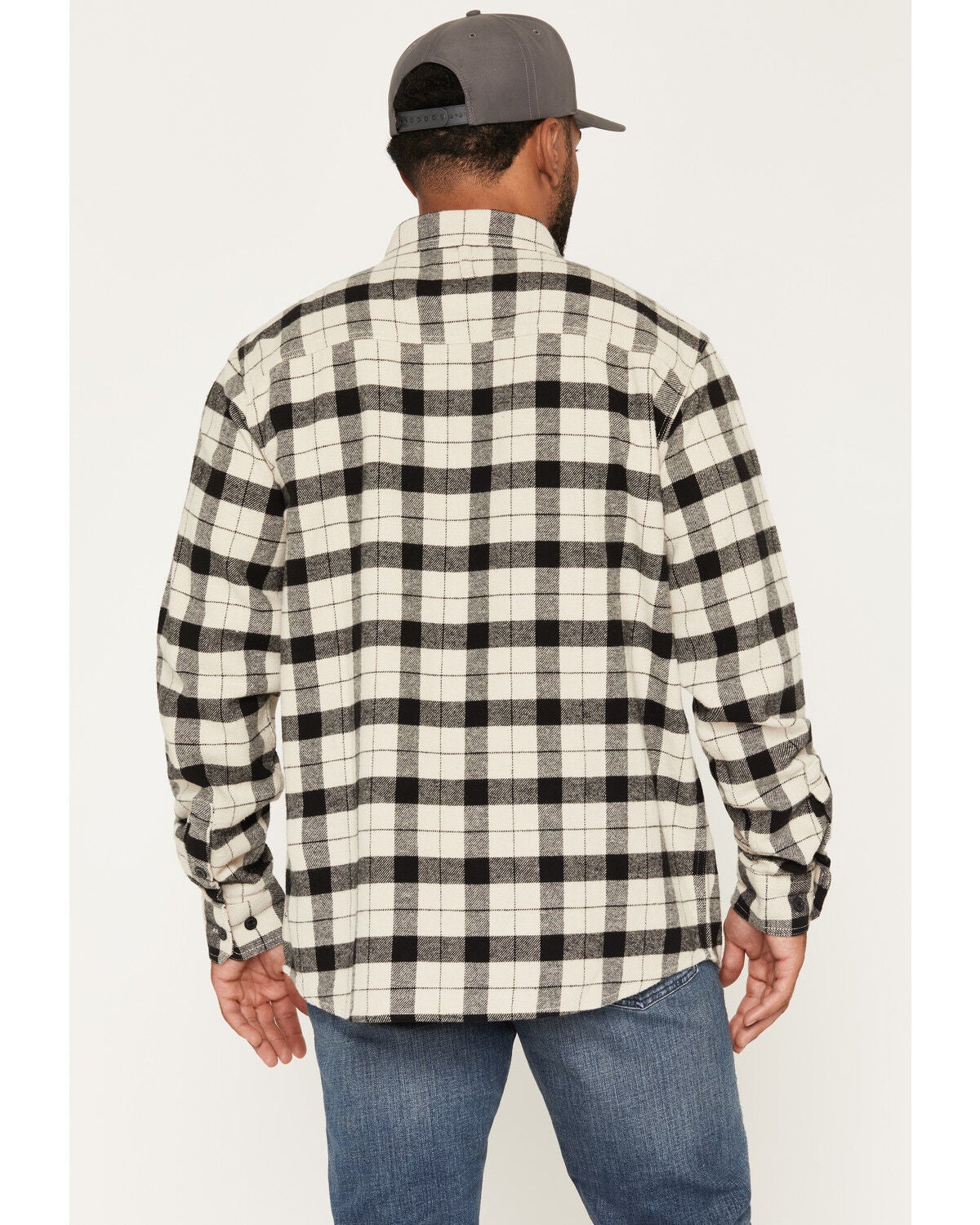 Image #4 - Hawx Men's Outlaw Plaid Print Long Sleeve Button-Down Flannel Work Shirt, Natural, hi-res
