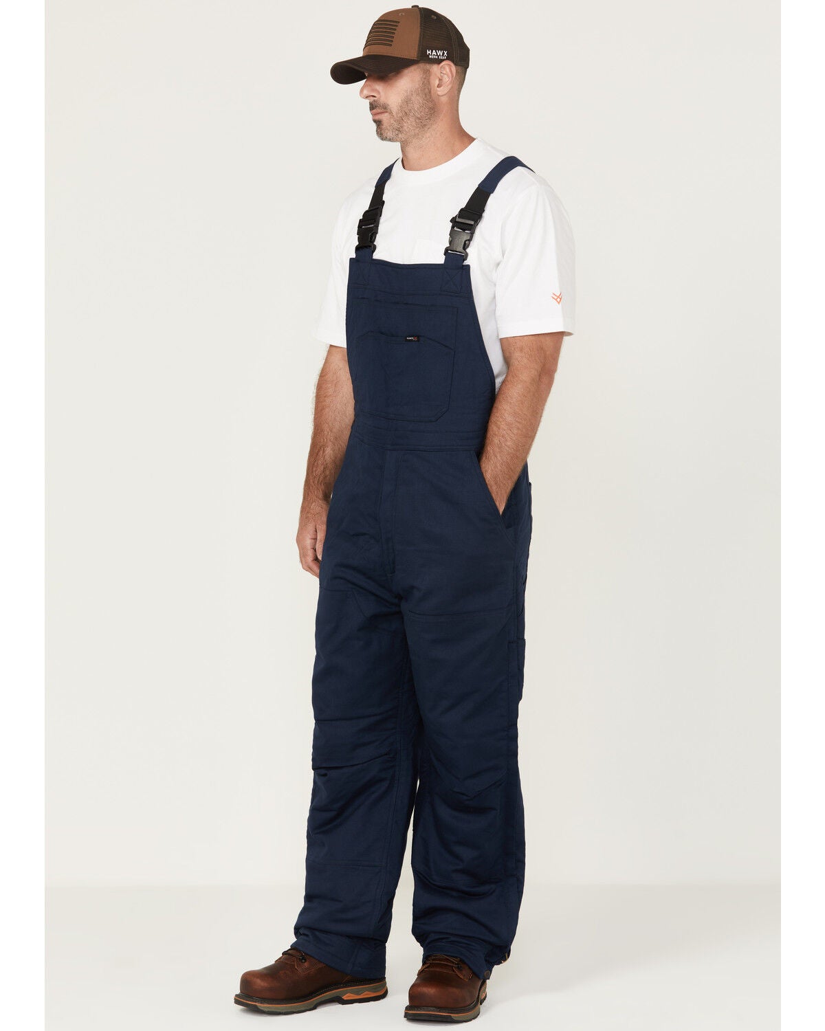 Hawx Men's FR Insulated Solid Bib Overalls, Navy, hi-res