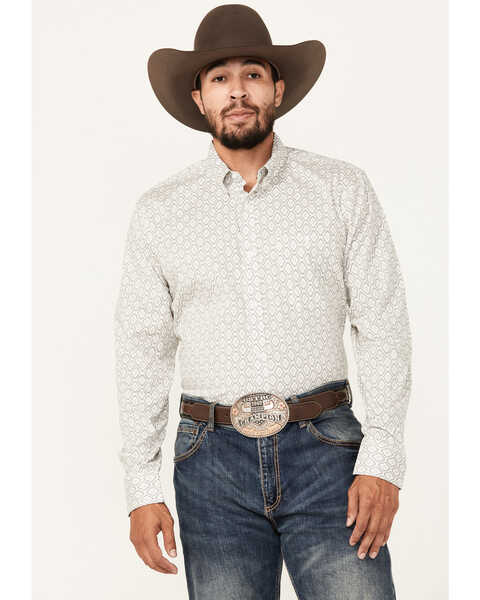RANK 45® Men's Alton Southwestern Print Long Sleeve Button-Down Shirt, Ivory, hi-res