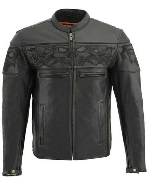 Milwaukee Leather Men's Crossover Scooter Cool-Tec Leather Motorcycle Jacket, Black, hi-res