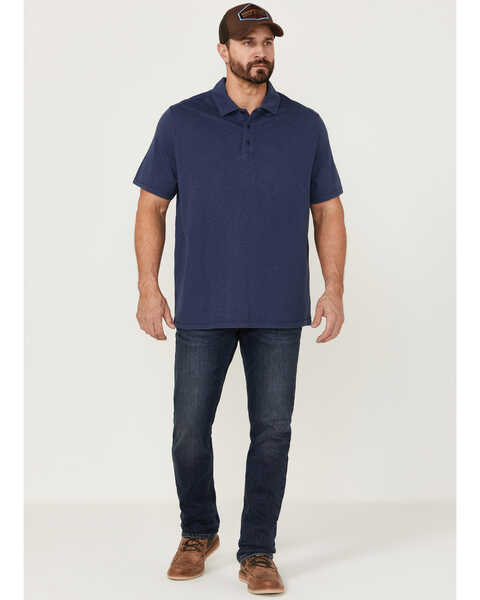 Brothers & Sons Men's Solid Slub Short Sleeve Polo Shirt , Navy, hi-res