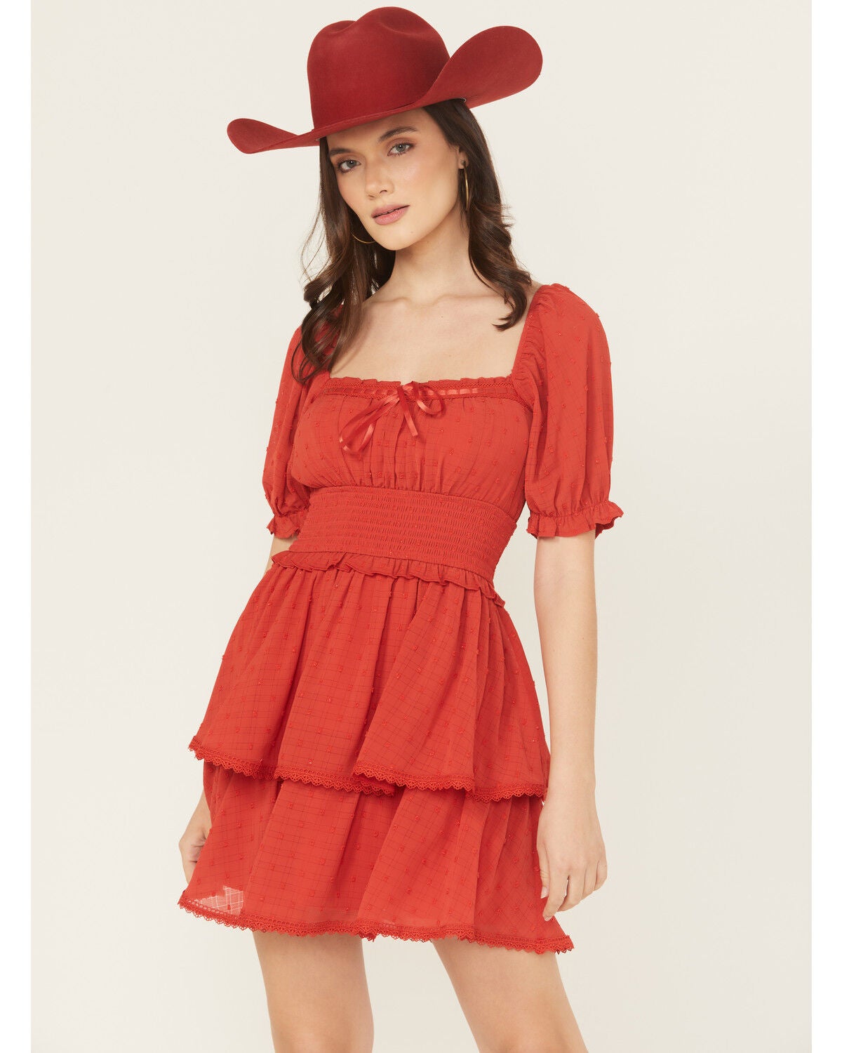 Ash & Violet Women's Cliff Dot Short Sleeve Mini Dress, Red, hi-res