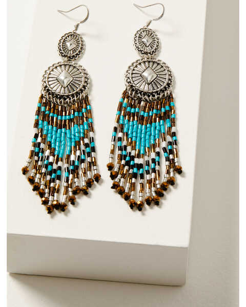 Image #1 - Idyllwind Women's Caballero Turquoise Earrings, Silver, hi-res
