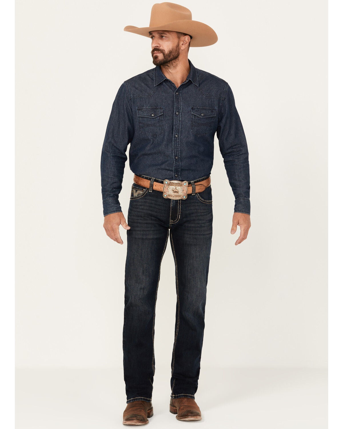 Rock & Roll Denim Men's Revolver Dark Wash Slim Straight Stretch Denim Jeans, Dark Wash, hi-res