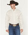Image #1 - George Strait by Wrangler Men's Plaid Print Long Sleeve Button-Down Stretch Western Shirt, Cream, hi-res