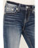 Miss Me Women's Dark Wash Lurex Embroidered Cross Non-Flap Pocket Tapered Bootcut Jeans , Dark Blue, hi-res