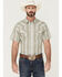 Image #1 - Gibson Men's Cream Southwestern Stripe Short Sleeve Pearl Snap Western Shirt, Cream, hi-res