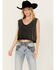 Image #1 - B Blue B Women's Cropped Rhinestone Tank Top, Black, hi-res