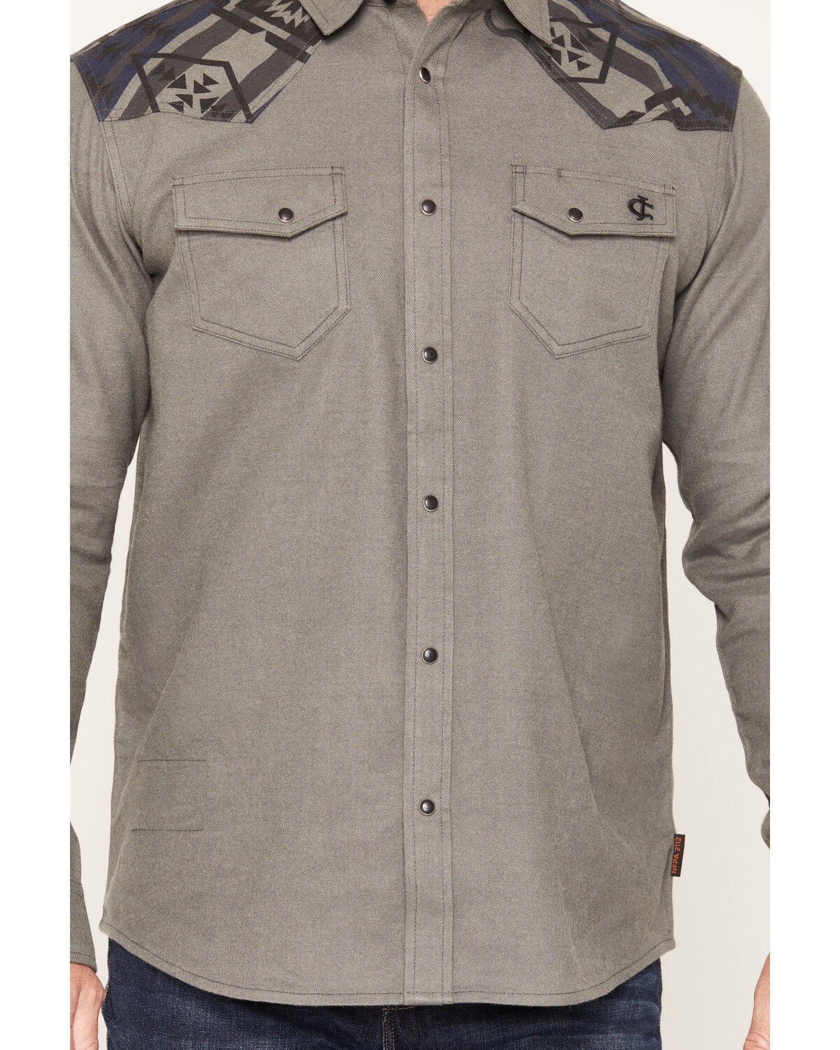 Image #3 - Cody James Men's FR Worthy Long Sleeve Snap Flannel Work Shirt, Grey, hi-res