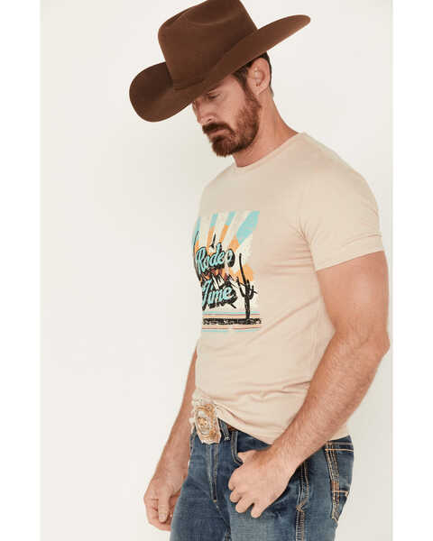Rock & Roll Denim Men's Dale Brisby Rodeo Time Scenic Short Sleeve Graphic T-Shirt, Taupe, hi-res