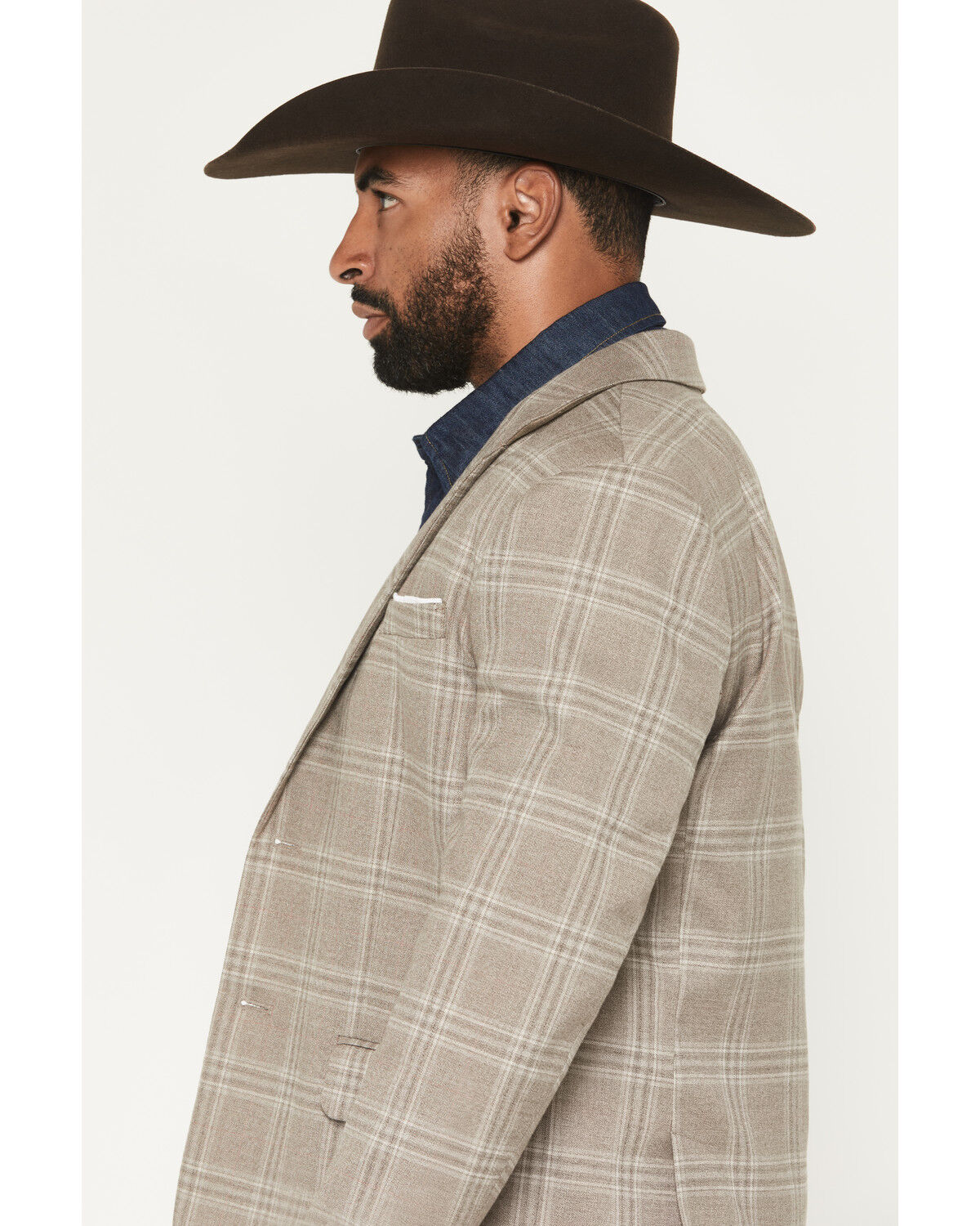 Image #2 - Rock & Roll Denim Men's Plaid Print Modern Fit Button-Down Sportcoat, Taupe, hi-res