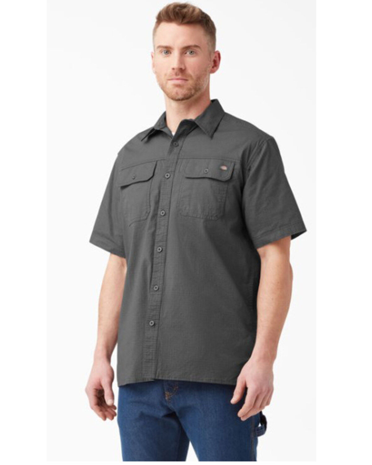 Image #1 - Dickies Men's Flex Short Sleeve Button Down Ripstop Work Shirt, , hi-res