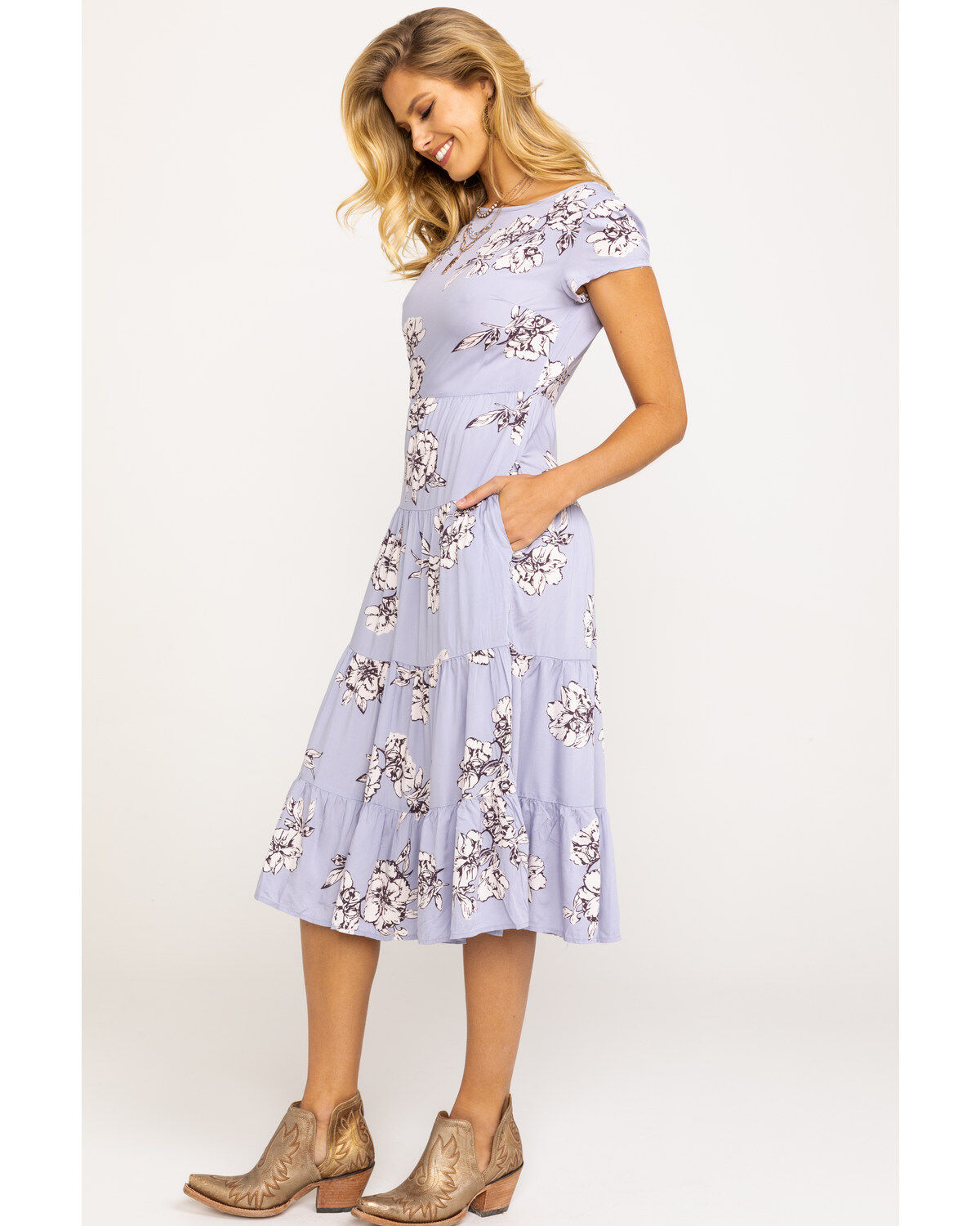 country road tiered midi dress