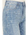 Image #2 - Ceros Women's Medium Wash High Rise Paisley Printed Wide Leg Straight Stretch Jeans, Medium Wash, hi-res