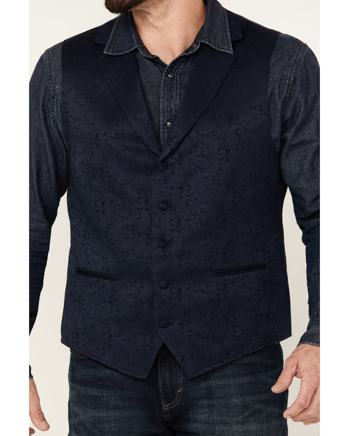 Image #3 - Cody James Men's Nashville Paisley Print Vest, Navy, hi-res