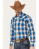 Image #2 - Roper Men's Amarillo Plaid Print Long Sleeve Western Snap Shirt, Blue, hi-res