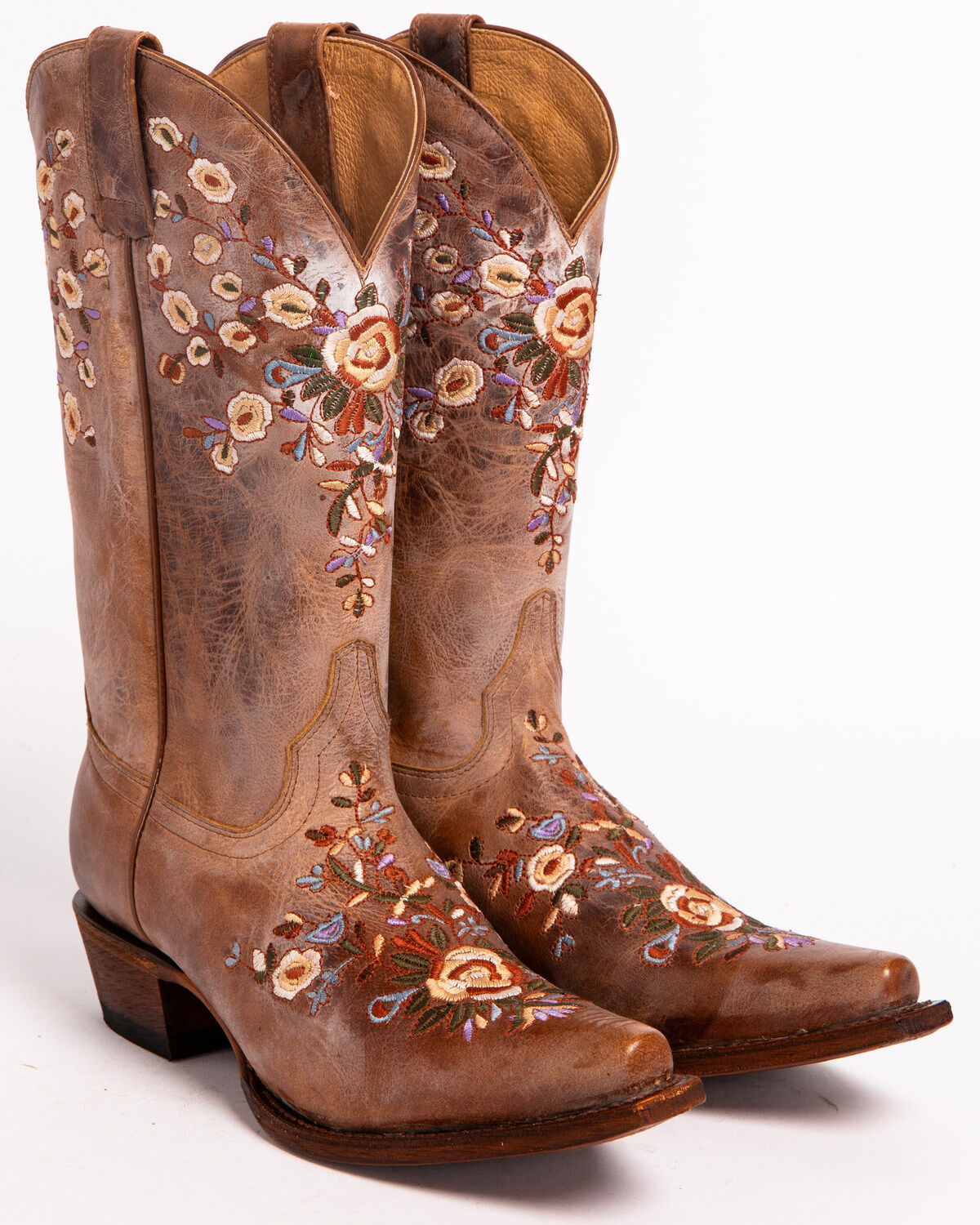 boots with embroidered flowers