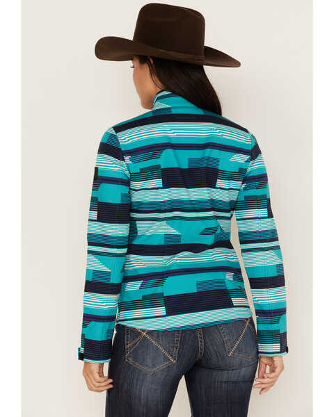 Image #4 - RANK 45® Women's Abstract Striped Softshell Jacket, Turquoise, hi-res