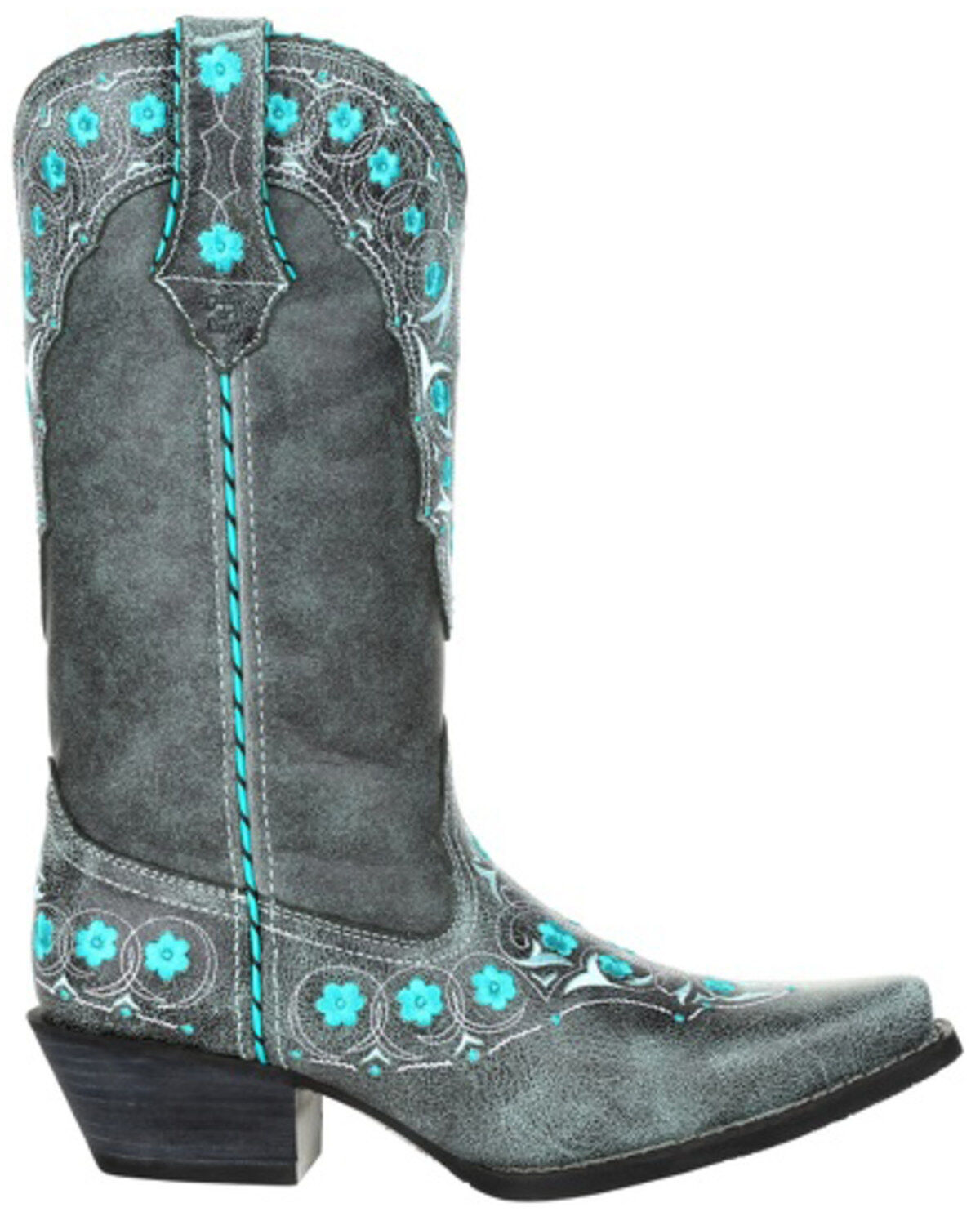 Image #2 - Durango Women's Crush Blue Floral Western Boots - Snip Toe, , hi-res