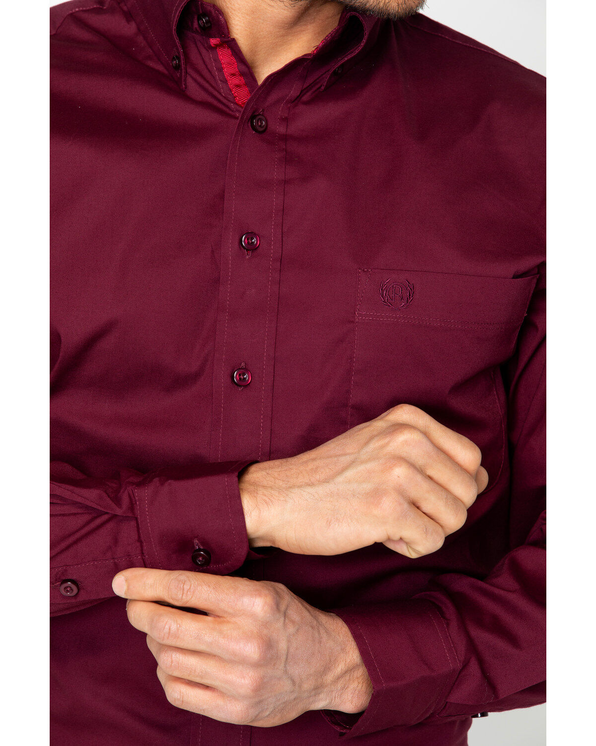 Image #4 - Panhandle Men's Solid Stretch Poplin Long Sleeve Western Shirt , , hi-res