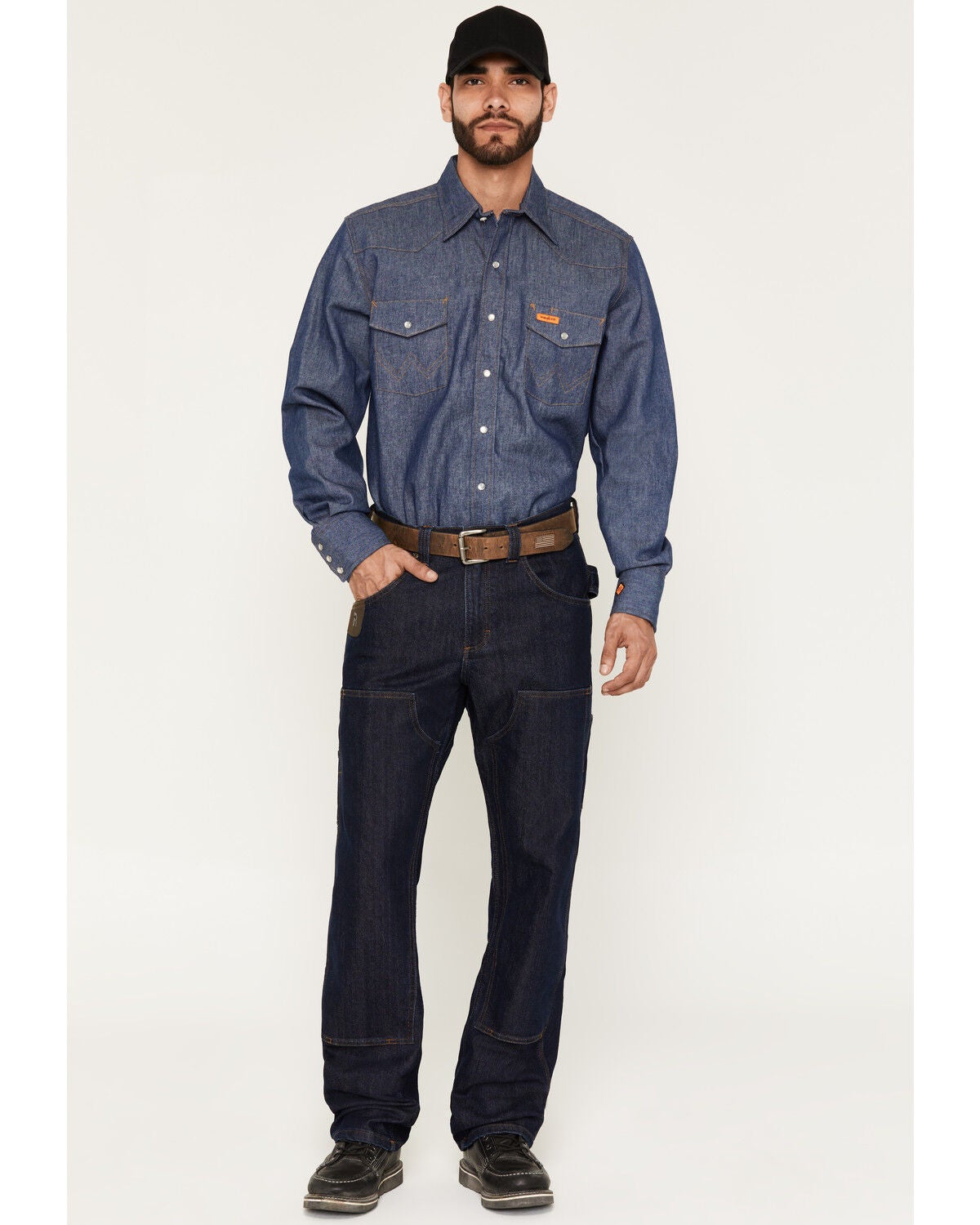 Wrangler RIGGS Men's Relaxed Fit Stretch Utility Double Front Denim Jeans, Dark Wash, hi-res