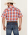 Wrangler Retro Men's Plaid Short Sleeve Snap Western Shirt , Red, hi-res