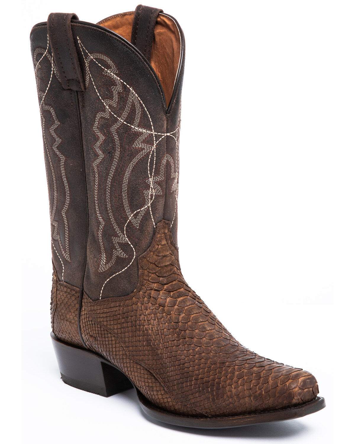 mens square toe snakeskin boots