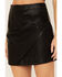 Very J Women's Faux Leather Ruched Side Mini Skirt, Black, hi-res
