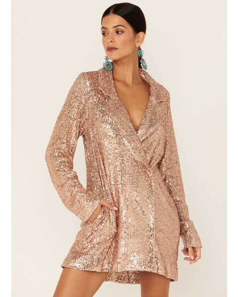 Show Me Your Mumu Women's Bazel Sequin Blazer Dress, Pink, hi-res