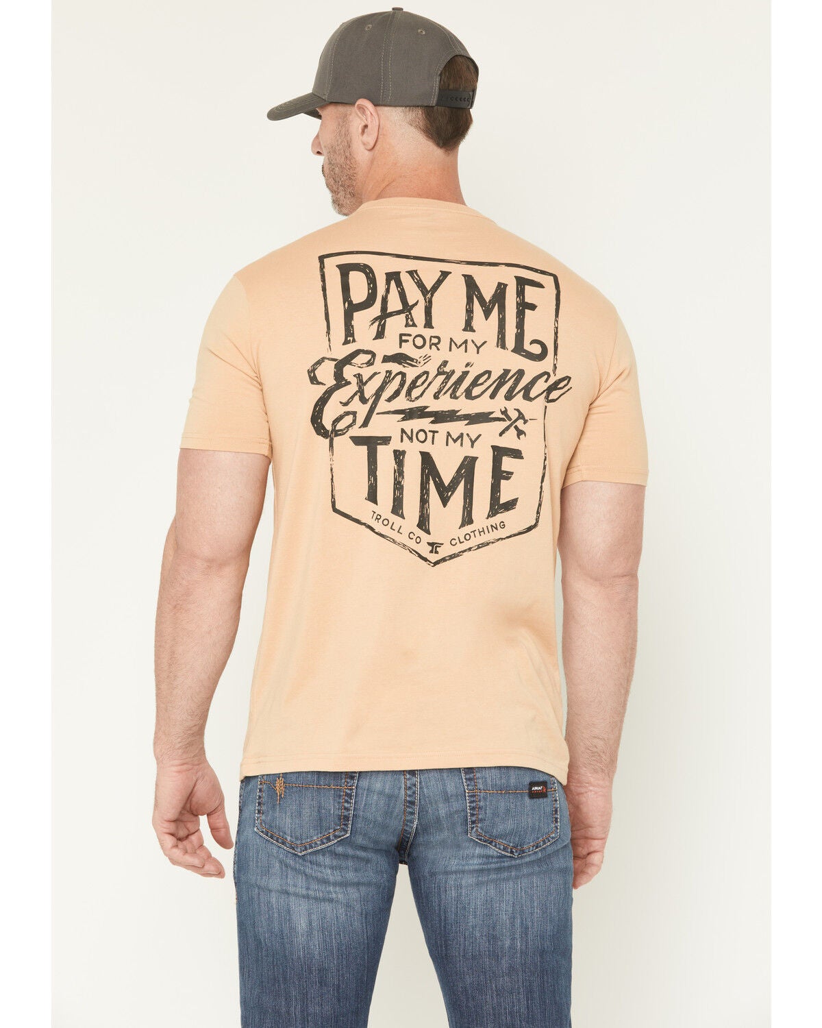 Troll Co Men's Pay Me Short Sleeve Graphic T-Shirt, Tan, hi-res