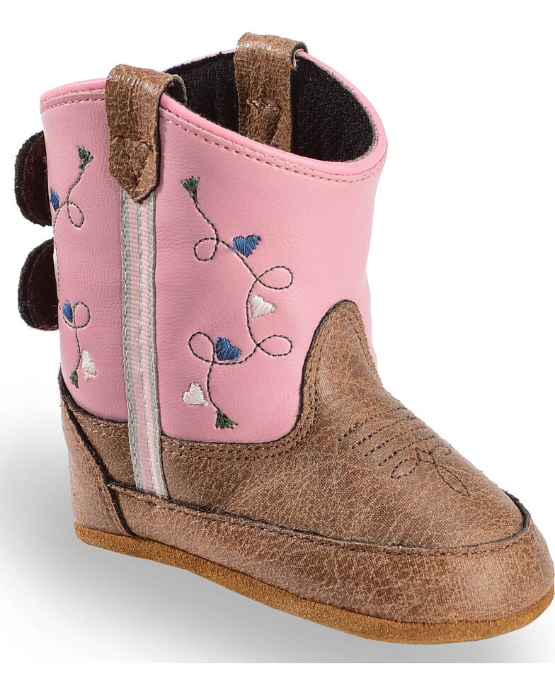 Old West Infant Girls' Pink Boots Round Toe Boot Barn
