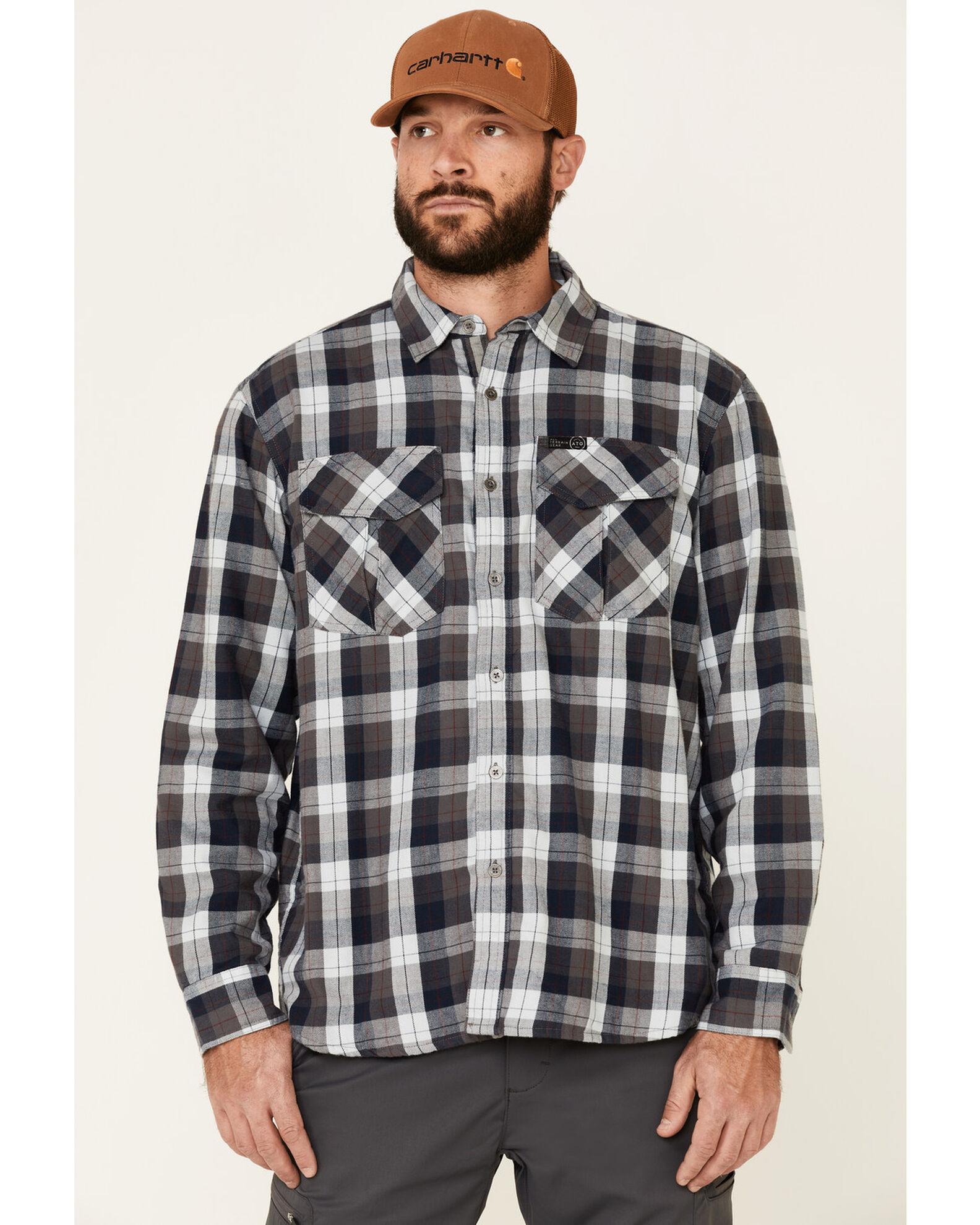 ATG™ by Wrangler Men's All Terrain Cabernet Plaid Long Sleeve Western Flannel  Shirt | Boot Barn