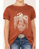 RANK 45 Girls' Southwestern Firebird Graphic Tee, Rust Copper, hi-res