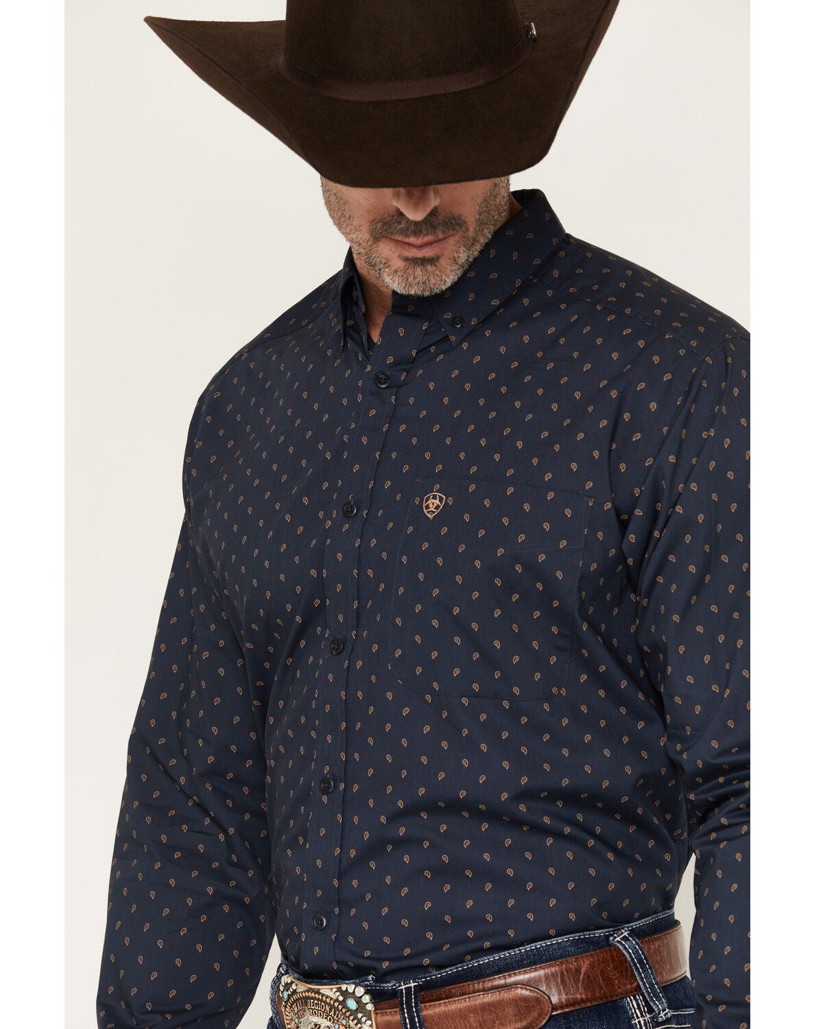 Image #2 - Ariat Men's Canyon Paisley Print Long Sleeve Button-Down Western Shirt - Big, Blue, hi-res