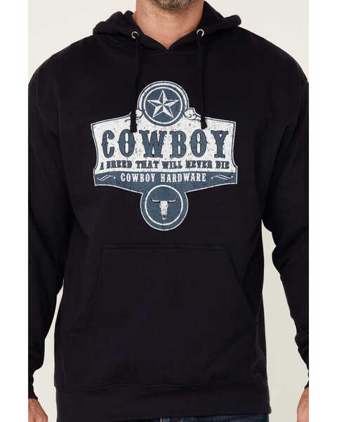 Cowboy Hardware Men's Navy Breed Graphic Hooded Sweatshirt , Navy, hi-res