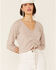 Image #1 - Wild Moss Women's Ribbed Lurex Cinch Front Knit Top, Ivory, hi-res