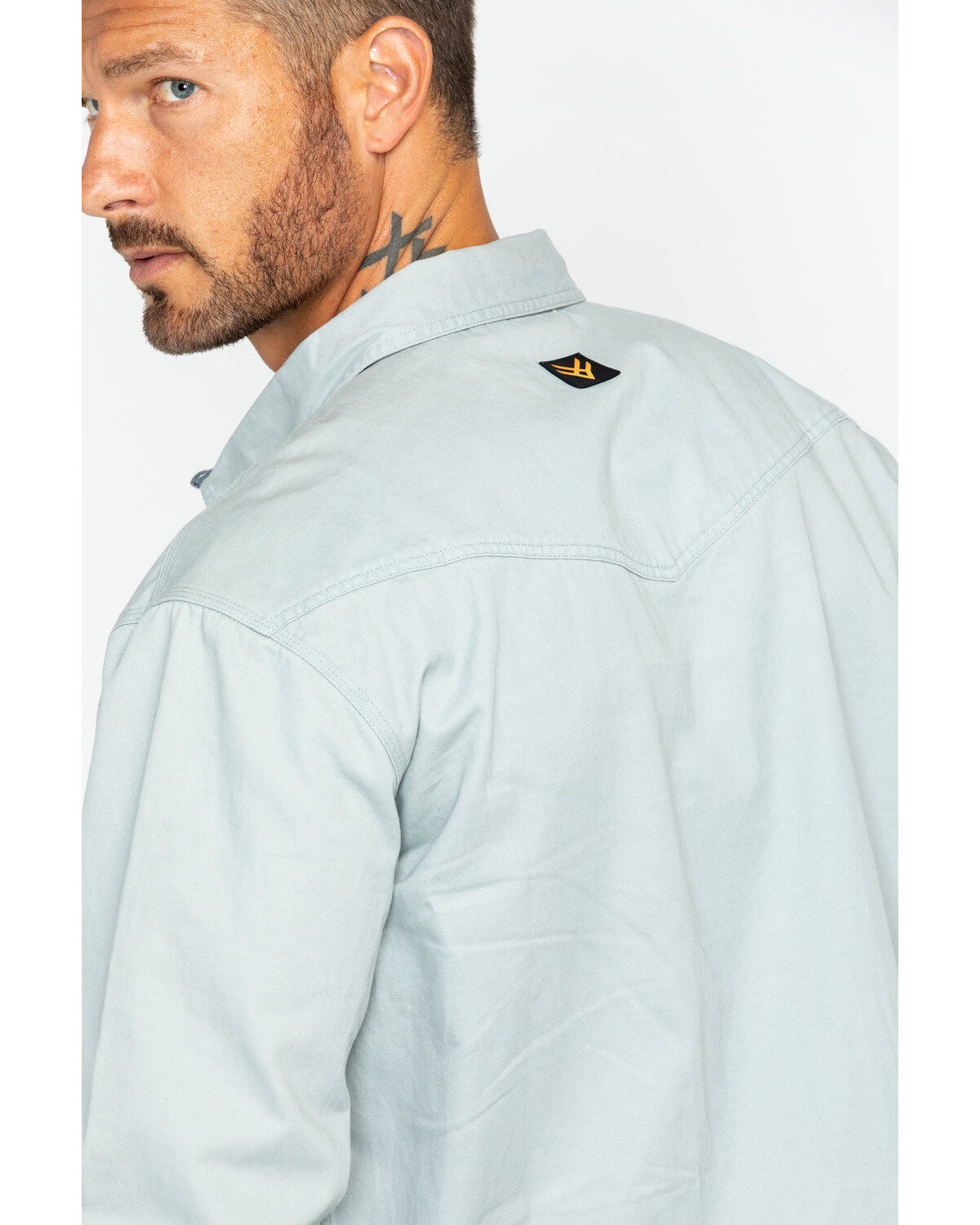 Image #5 - Hawx Men's Solid Twill Pearl Snap Long Sleeve Work Shirt, Grey, hi-res