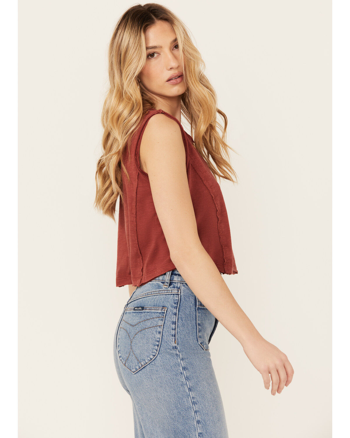 Image #2 - Shyanne Women's Embroidered Slub Jersey Top, Fired Brick, hi-res