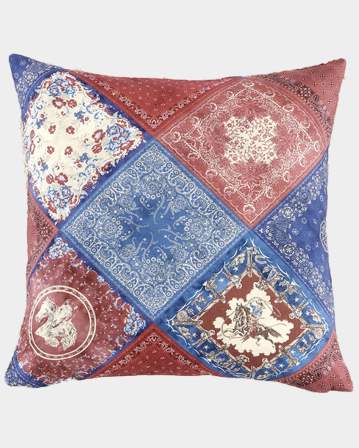 Image #1 - HiEnd Accents Patchwork Bandana Teddy-Backed Pillow, Red, hi-res
