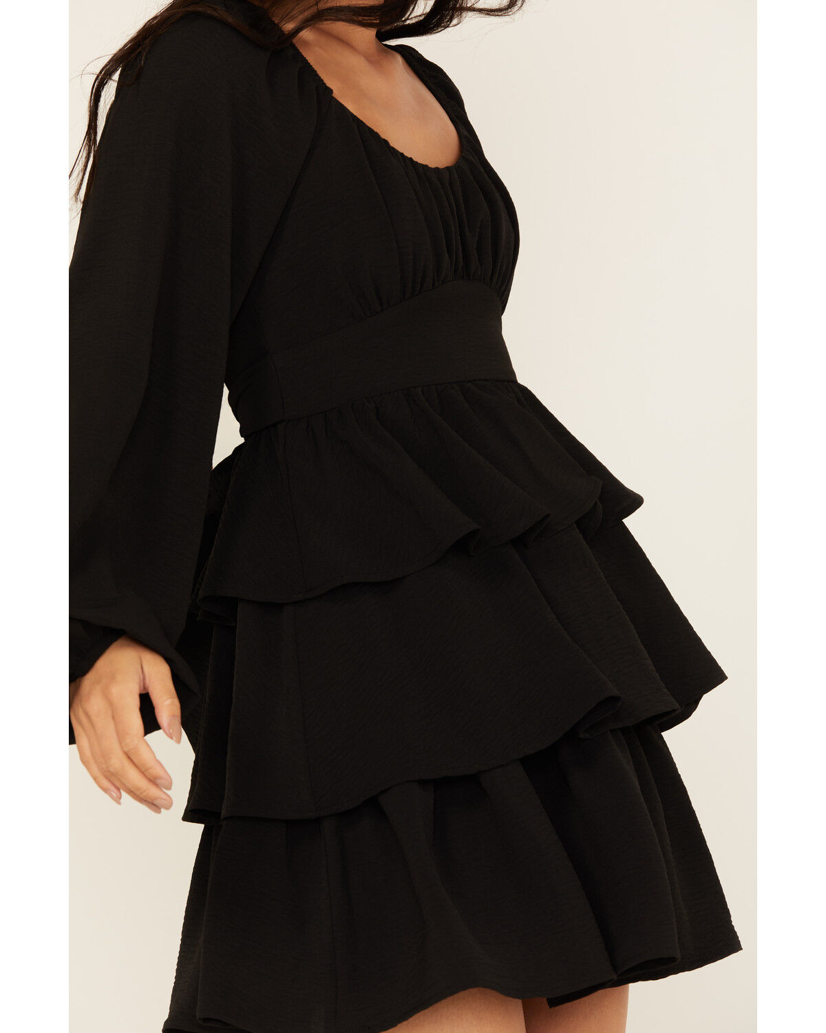 Image #3 - Originality Women's Long Sleeve Tiered Mini Dress, Black, hi-res