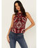 Image #1 - Idyllwind Women's Windcrest Bandana Top, Dark Red, hi-res