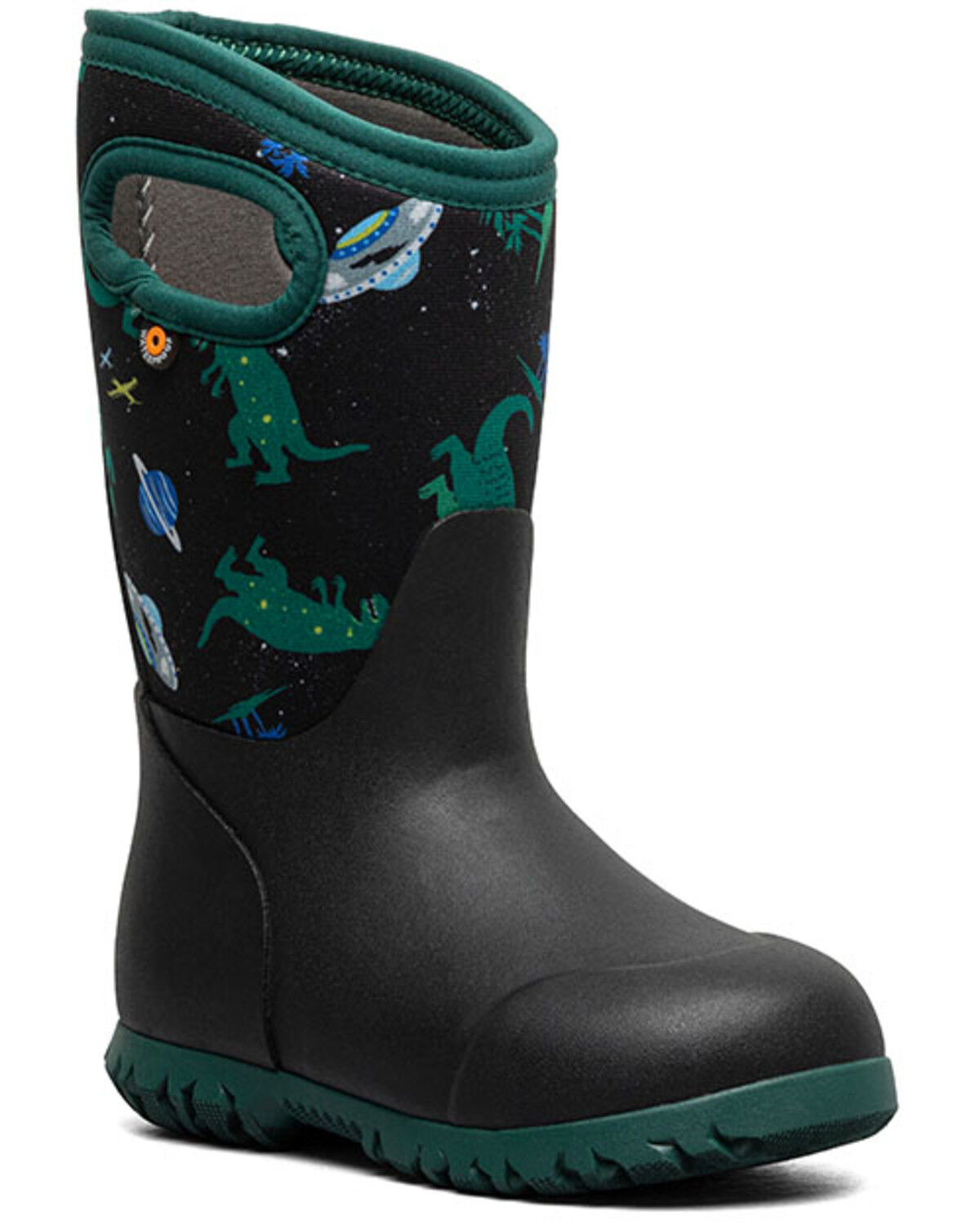 Image #1 - Bogs Boys' York Jurassic Dino Waterproof Boots - Round Toe, Black, hi-res