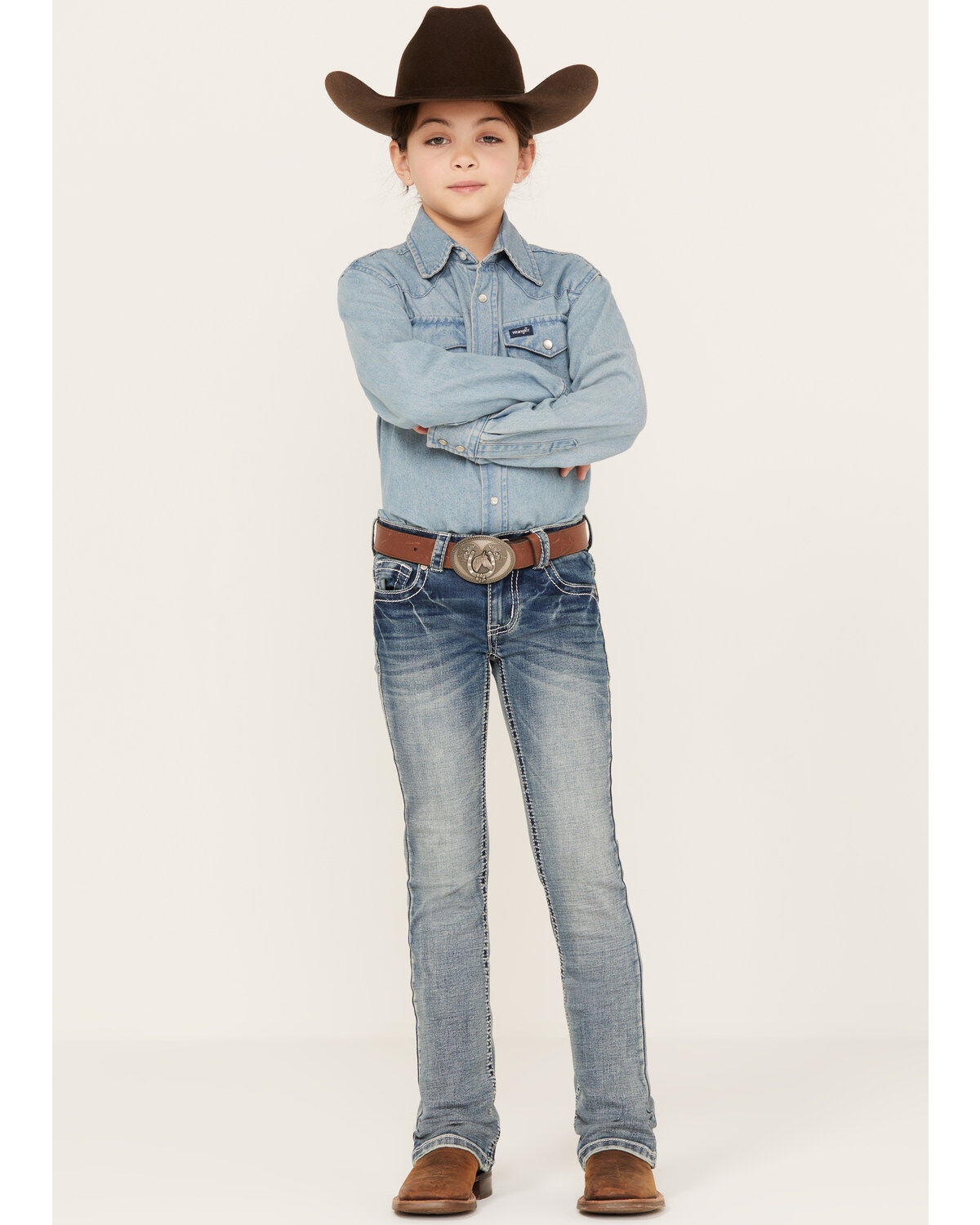 Image #3 - Shyanne Little Girls' Floral Dreamcatcher Bootcut Jeans, Blue, hi-res
